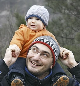 Son on dad's shoulders