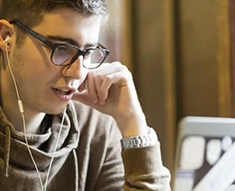 College student using laptop